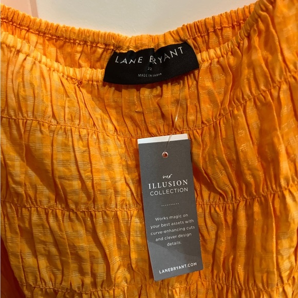 Lane Bryant Bright Orange Short Puffed Sleeve Blouse size 22 - Picture 2 of 6